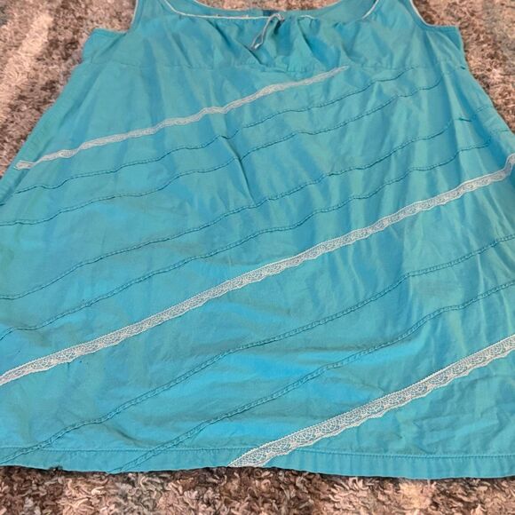 Vintage Faded Glory Y2K Turquoise Cotton Milkmaid Dress XL - Picture 3 of 5